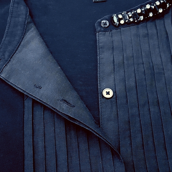 J CREW Sleeveless Shirt Gem Collar Button Up Pleat - Picture 2 of 8